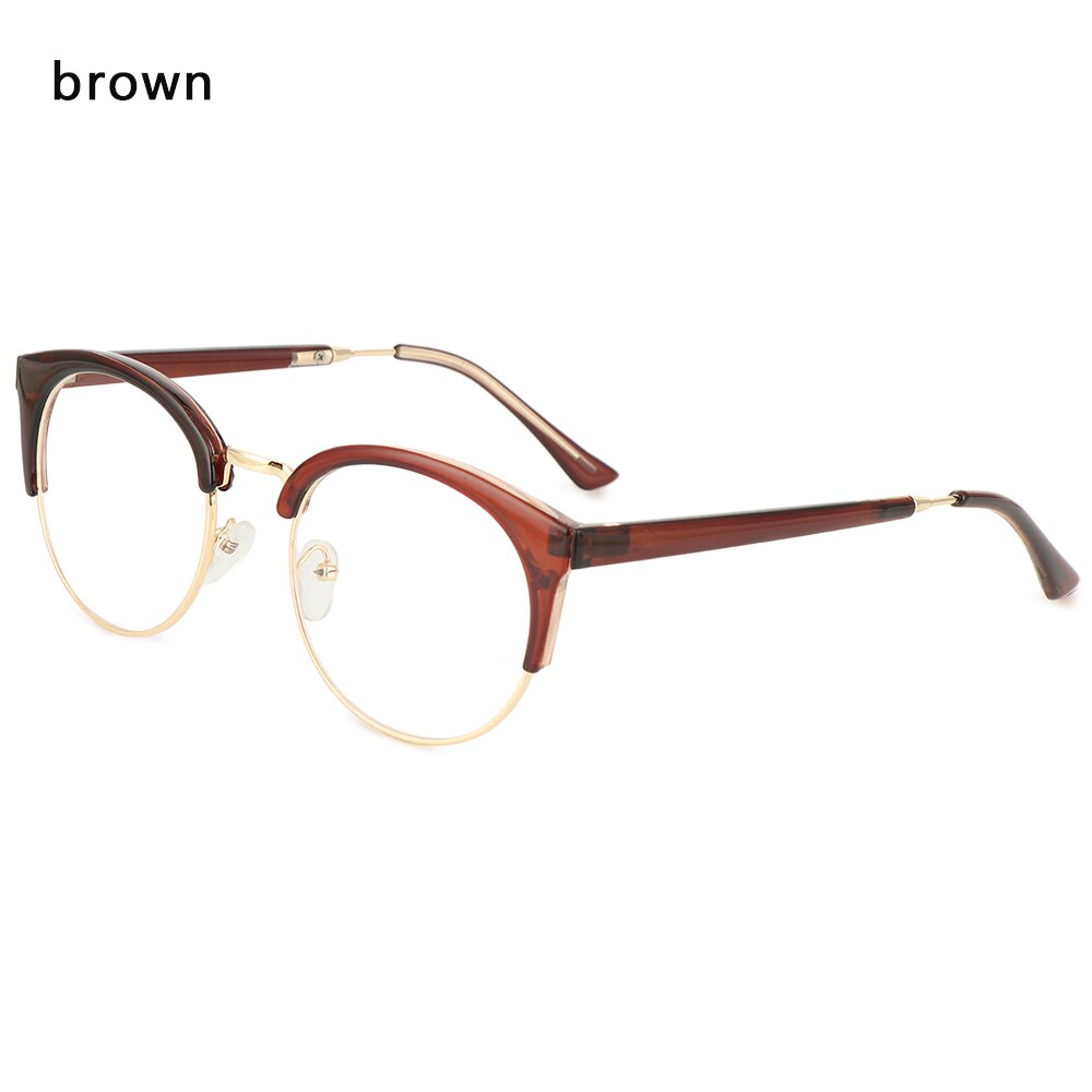 Classic Retro Optical Transparent Lens Glasses Women Myopia Eyeglasses Frames Metal Spectacles Clear Lenses Women's Glasses: A-brown