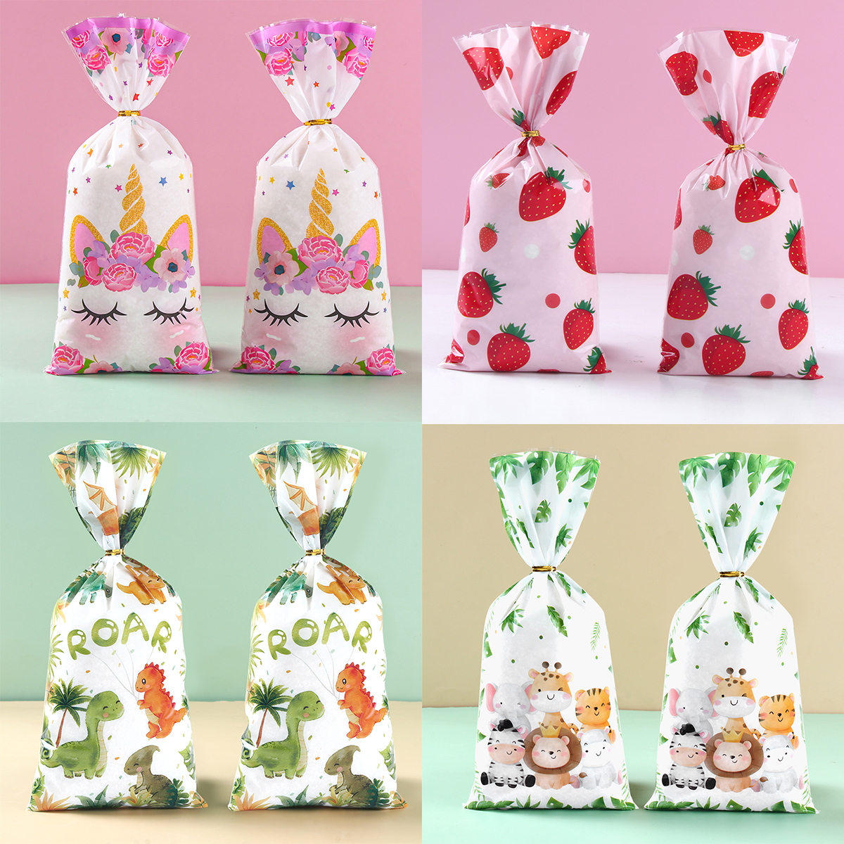 Bolsas de unicornio para dulces, 25/50/100 piezas, embalaje de , decoración de de cumpleaños, bolsa de para niña, suministros de cumpleaños para Baby Shower