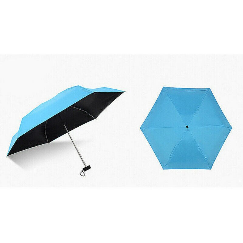 Sunny Rainny Pocket Umbrella Anti UV Mini Five-folding Windproof Lightweight Travel Women: Blue