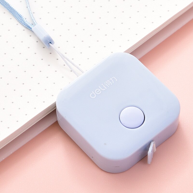 Macaroon Candy Color Leather Measuring Tape Ruler 1.5m*7mm Ruler Mm/ Inch Box Portable Office & School Drafting Supplies: Blue