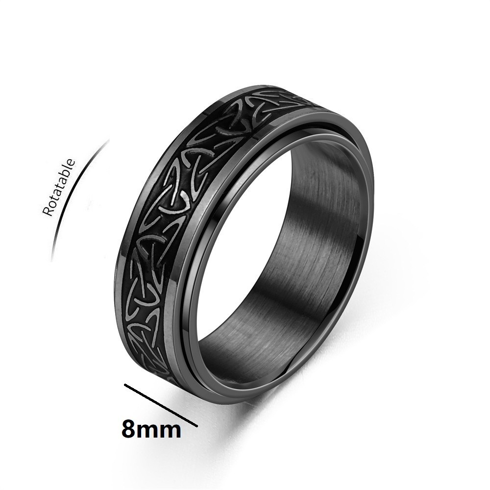 Viking Keltische Rune Roterende Angst Gezamenlijke Ring Voor Mannen Anti Stress Rvs Spinner Fidgets Ring Anillo Antiestres: 9 / green