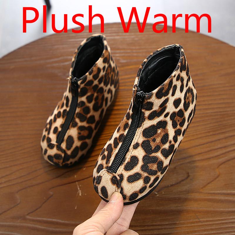 NEUE freundlicher Stiefel Leopard Kleinkind Baby Mädchen Stiefel Warme Winter freundlicher Schnee Stiefel lässig Weiche Kurze Schuhe Für jungen: Leopard Plüsch- / 10(Einlegesohle 16.5cm)
