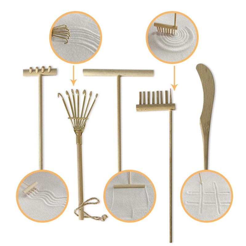 6/9Stck Mini Zen Garten Bambus Rechen Mini Rechen einstellen DIY Kunst Handwerk für freundlicher Aktivität Zentrum Gemeinschaft beliebte Graffiti Bausatz