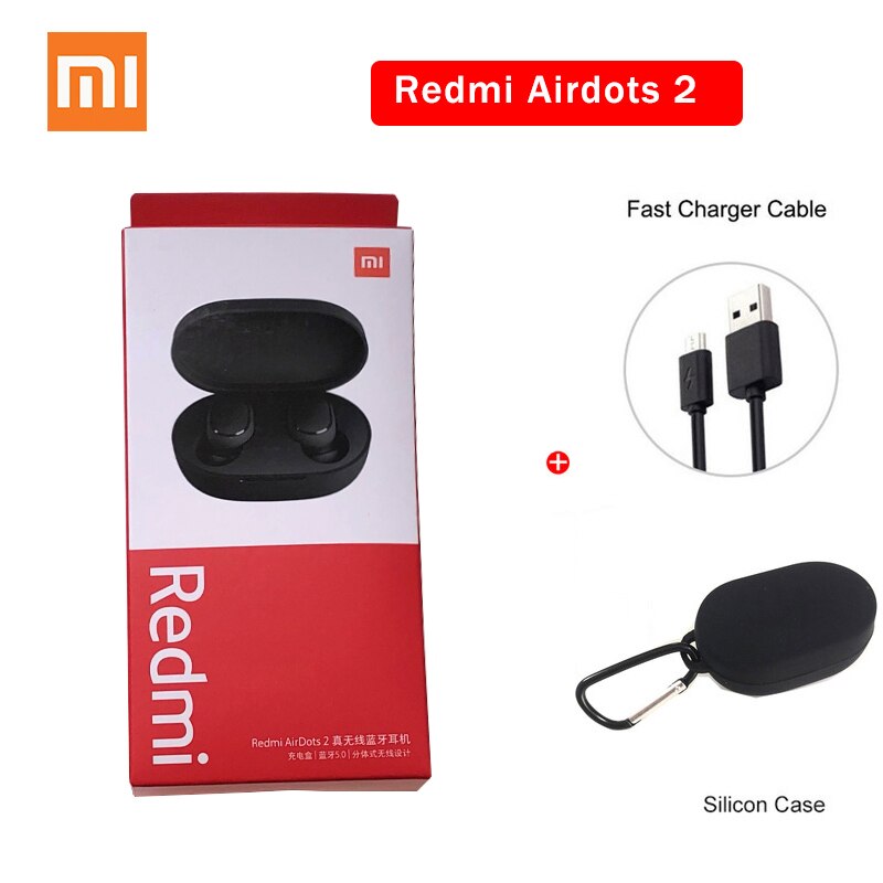 Chinese version Xiaomi Redmi AirDots 2 Wireless Bluetooth 5.0 redmi airdots2 Earbuds In-Ear stereo bass NOT redmi airdots s: Airdots 2 black case