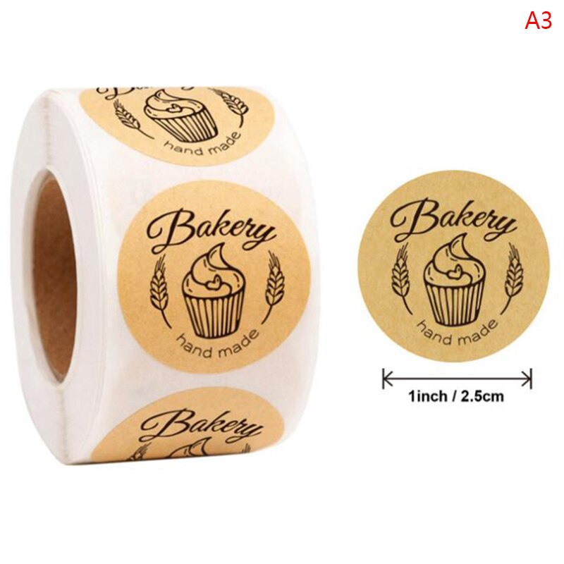 500Pcs/roll Bakery Stickers Labels for Baked Food Bread Cake Package Decoration: A3