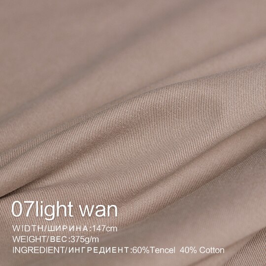 The Cloth 375g/m weight Soft Twill Tencel Cotton Fabrics Materials Autumn Women Windcoat Pants Sewing Cloth: 07light wan / 1m