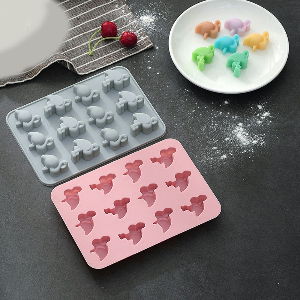 12 gaten flamingo mal koekjes fondant decoratie diy taart 3d zeep maker cupcake chocolade mal siliconen bakvorm ijsblokjesvorm