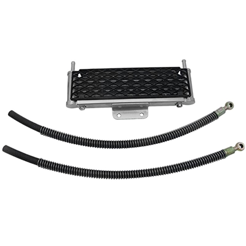 Motorcycle Oil Cooler 4 Rows Mesh Big Size with 10Mm Tubling for 50Cc-160Cc Modify Oil-Cooled Engines Pit Dirt Bike