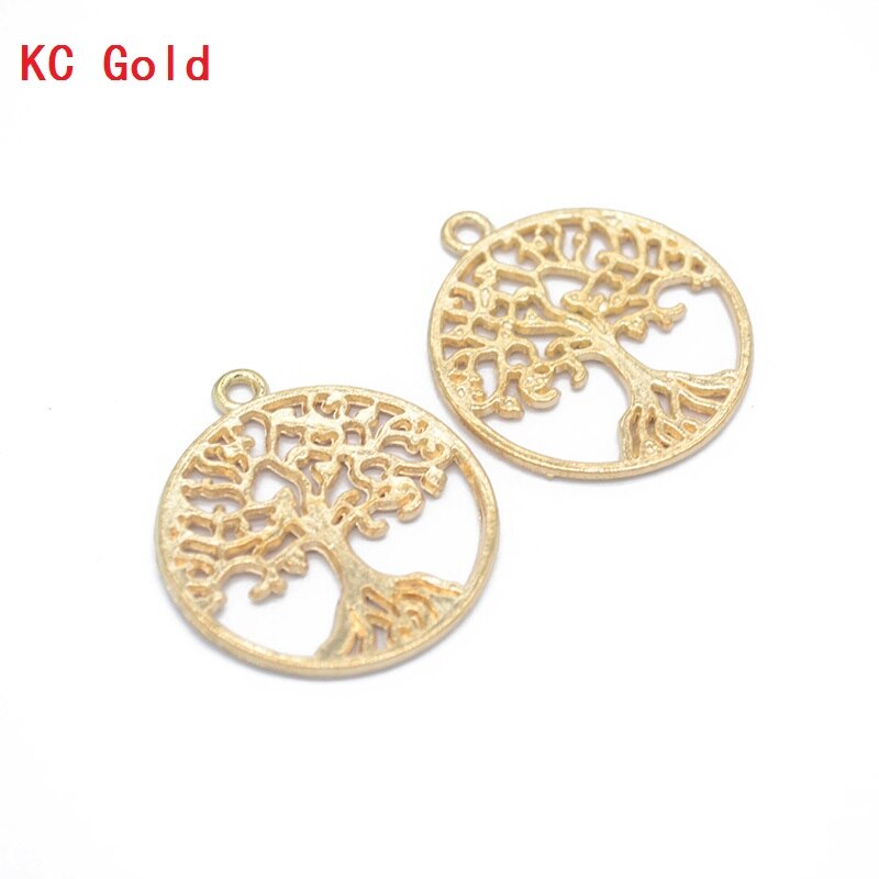 10 stücke legierung Tibetischen Versilbert lebensbaum Charme Anhänger für Schmuck Handgemachte Fertigkeit DIY 29*26mm 21112: KC gold