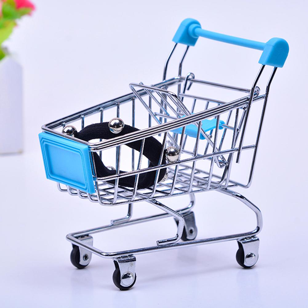 Supermarkt Hand Trolley Mini Winkelwagen Desktop Decoratie Opslag Speelgoed Creatieve Metalen Thuis Opslag Handkar Speelgoed