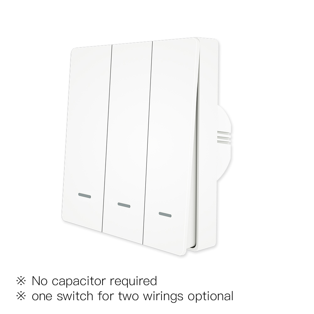 MoesHouse-interruptor de luz inteligente Tuya ZigBee, sin cable neutro, sin condensador, vida inteligente, 2/3 vías, funciona con Alexa y Google Home
