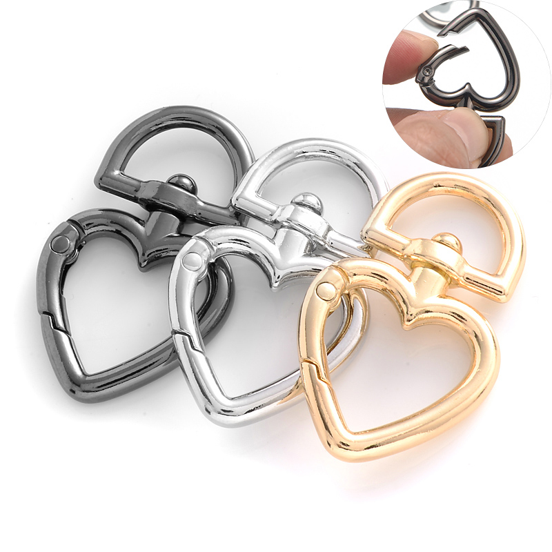 5 Stuks Metalen Hartvormige Karabijnhaak Kraag Karabijnhaken Haken Tassen Riem Gespen Karabijn Sleutelhanger Snap Ring Outdoor gereedschap