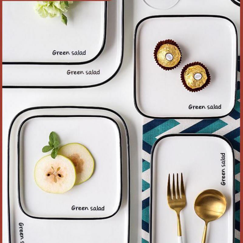 Ceramic Tableware European Square Plate Home Simple Western Pasta Pasta Steak Breakfast Plates