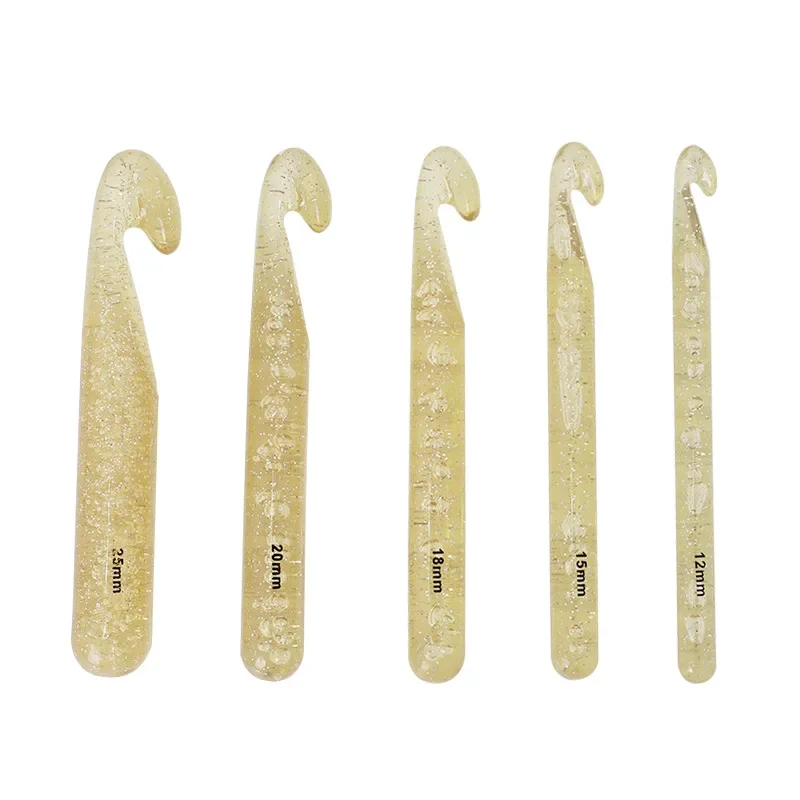 15 Styles Ergonomic Handle Needles Crochet Hook Set for Yarn Knitting Aluminum Crochet Hooks Stainless Steel DIY Knitting Tools: Clear