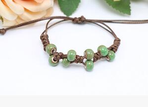 Delikatny etniczny styl wysokiej jakości oryginalny ceramiczne koraliki bransoletka regulowany ręcznie wykonany porcelanowy koraliki liny #1361: 2