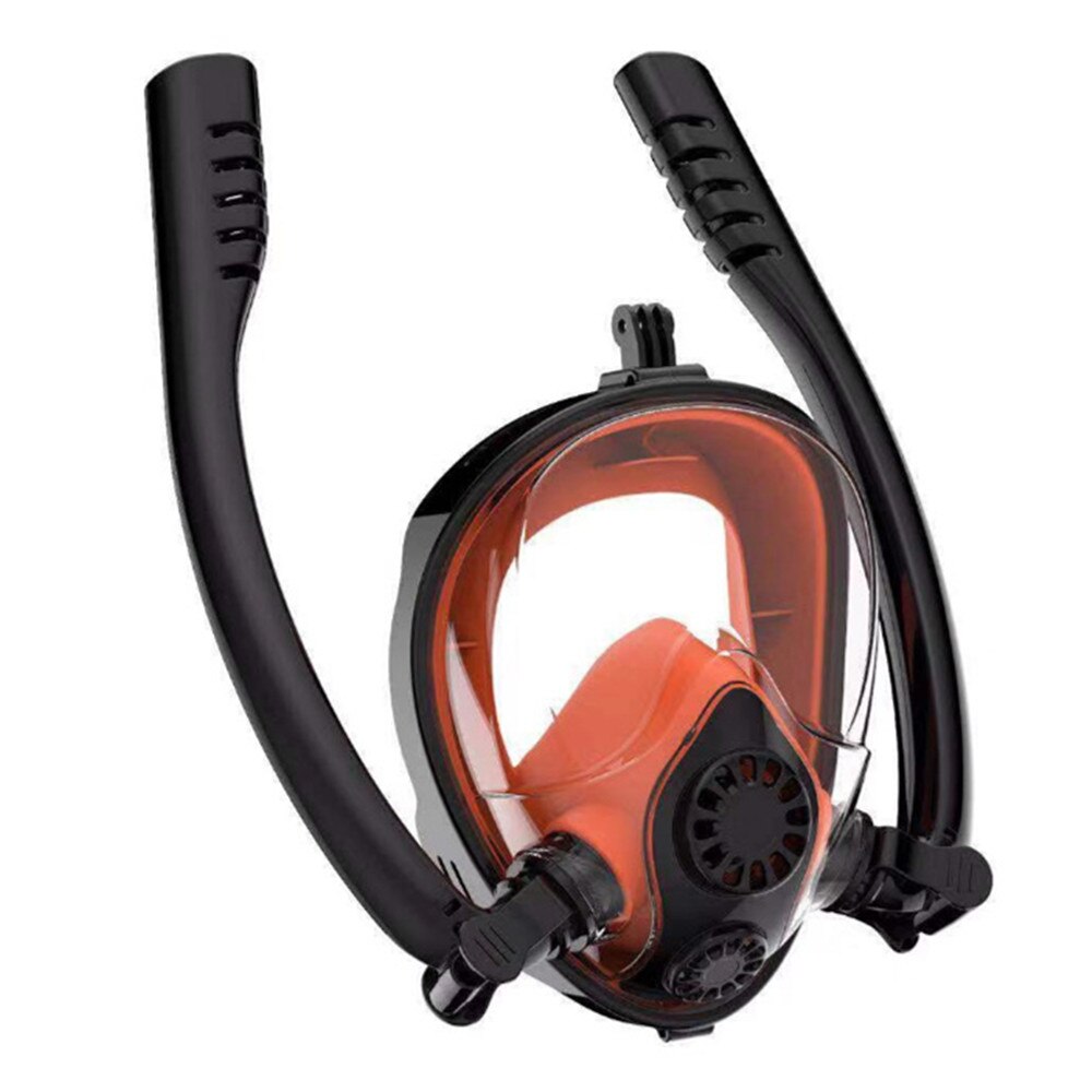 doppel Atem Rohr Volle Gesicht Scuba Tauchen Maske Männer Unterwasser Anti Nebel Schnorcheln Frauen Schwimmen Tauchen Maske Ausrüstung: Black-Orange / L/XL