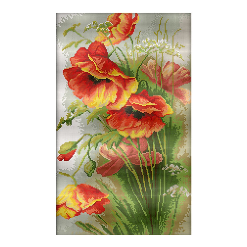 14CT Flower Cross Stitch Kit Beginner Embroidery Starter Kits 3 sizes: 33x50cm