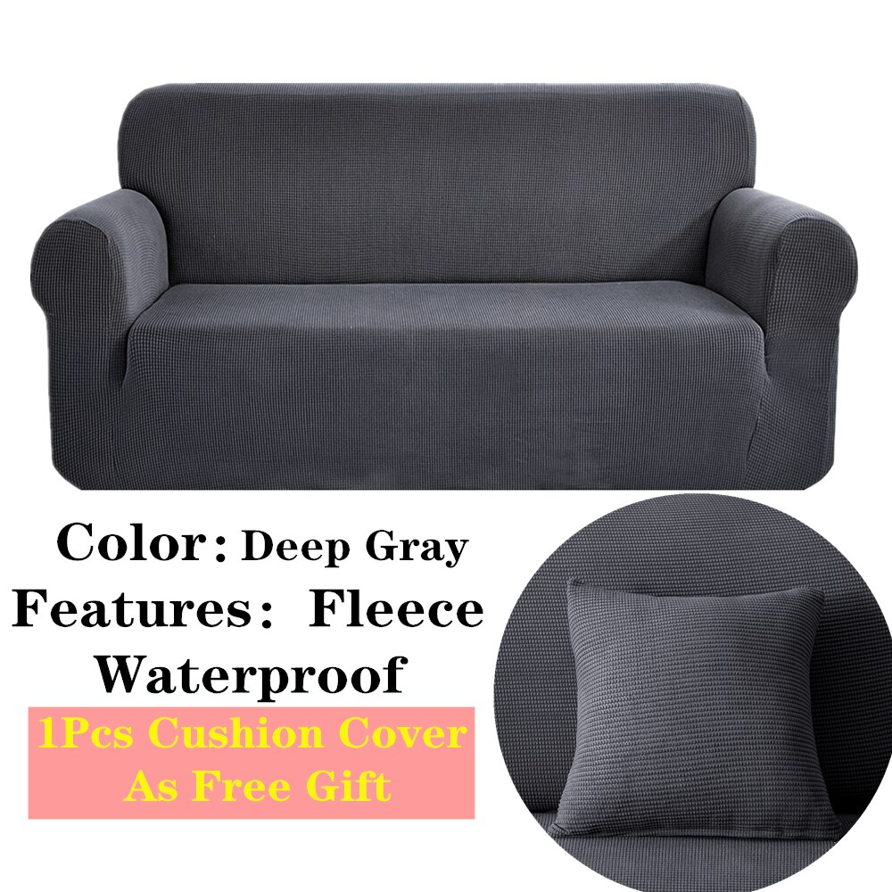 Premium waterafstotende bankhoes voor de woonkamer, huisdieren, baby, moderne stretch bankhoes, zachte fleece meubelbankhoes: Diep grijs / 4- zits 230-300cm