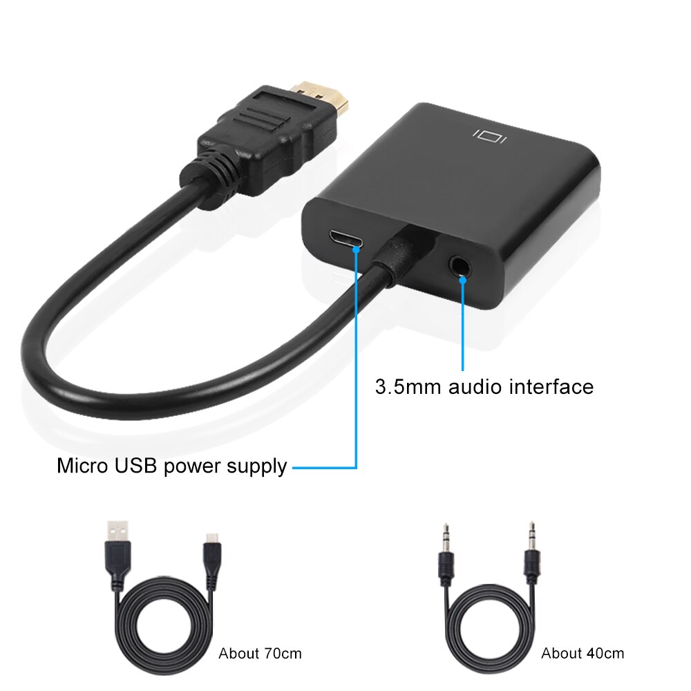 HDMI naar VGA Adapter 1080P Male Naar Famale Converter Adapter 1080P Digitale naar Analoge Video Audio Voor PC laptop Tablet