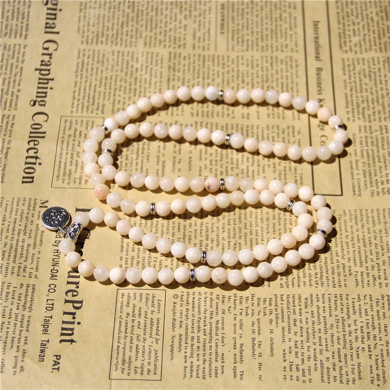 Trendy Vrouw Mala Ketting & Armbanden voor Vrouwen Wit Angelite Jades Yoga Armband Mala Lotus 108 Kralen Armband