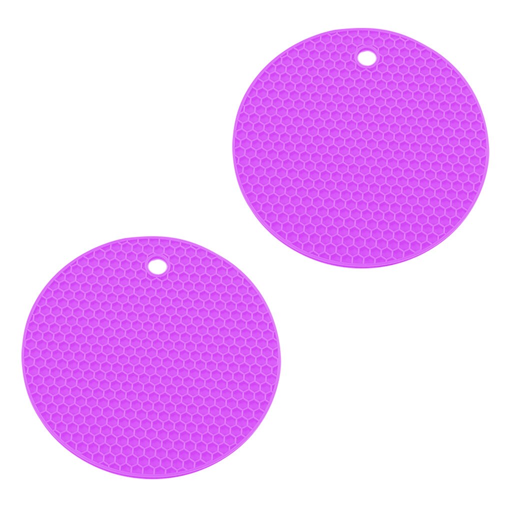 2 Pc Siliconen Pot Pad Keuken Warmtegeïsoleerde Antislip Cirkel Matten Isolatie Placemats #25: Purple 
