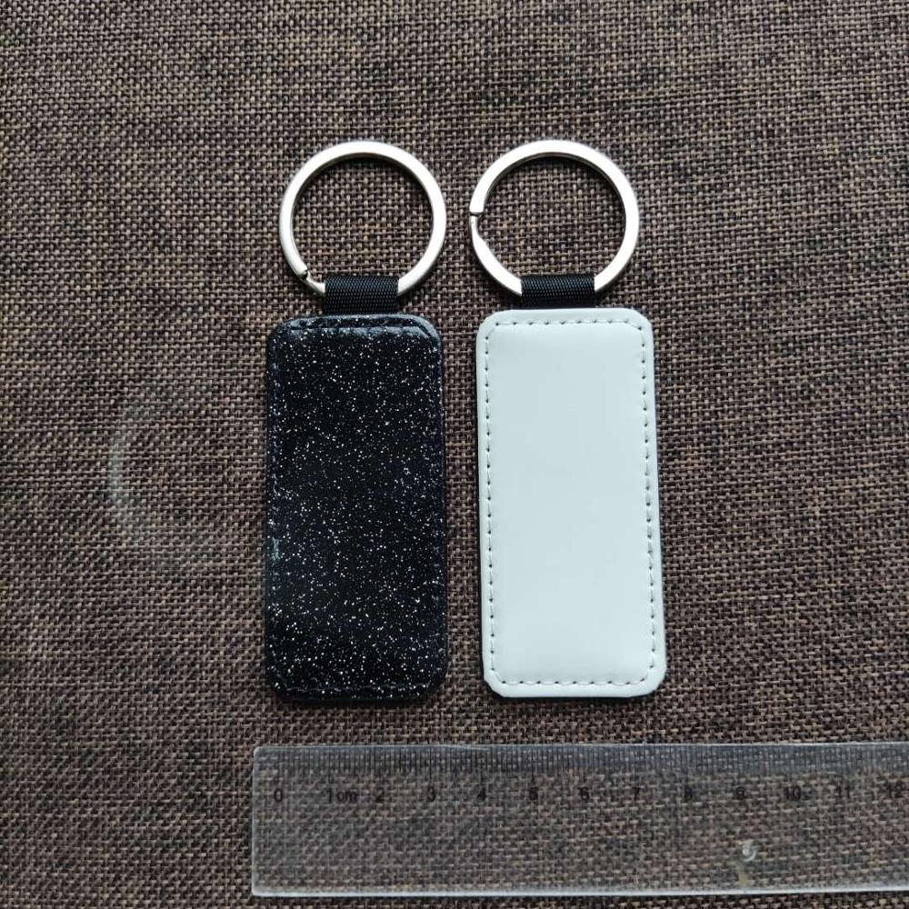 Gratis Shipping10pcs Leeg Sublimatie Bling Lederen Hanger Tags Sleutelhangers Diy Afdrukken Sublimatie Inkt Transfer Papier Afdrukken: Black Rectangle