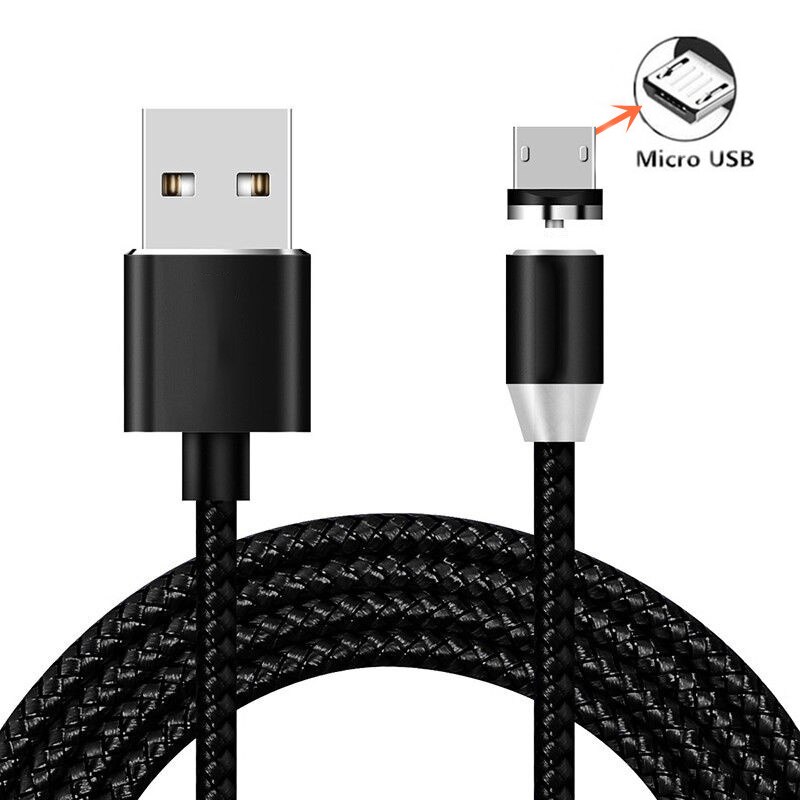 Dual USB Quick Charge 3.0 Car Charger Magnetic Micro USB Cable For Huawei Honor 8X 8S 8A 8C 7X 7S 7A 7C 6X 5X 6C Phone Charger: 1m Black Cable