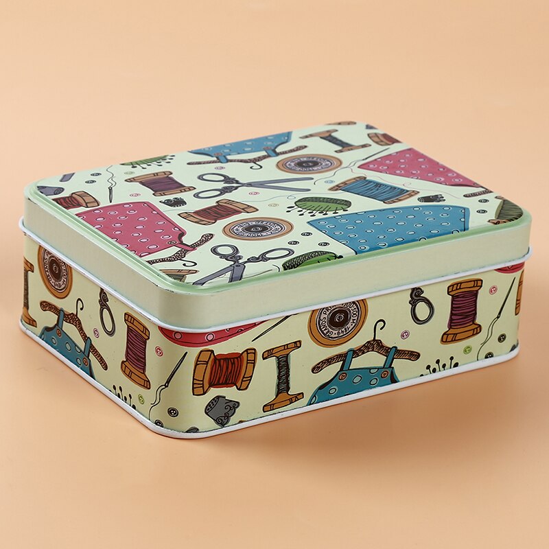 Popular Metal Iron Box Cosmetic Box Sewing Kit Tin Box Thread Stitching Embroidery Craft Sewing Kits Home Organizer
