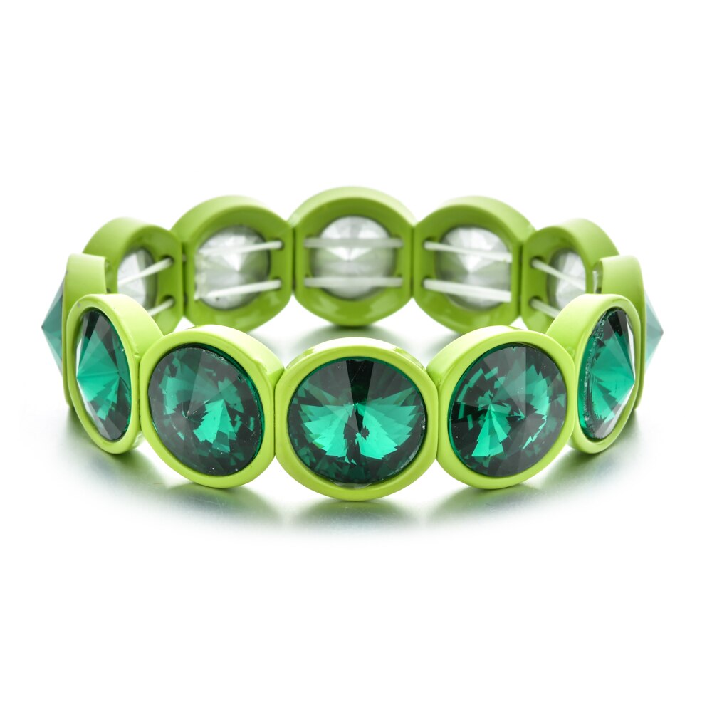 ZMZY, pulsera elástica de cristal grande bohemia Vintage hecha a mano, brazalete elástico esmaltado, pulsera de cuentas de azulejo de arcoíris para joyería de mujer: Color oro puro