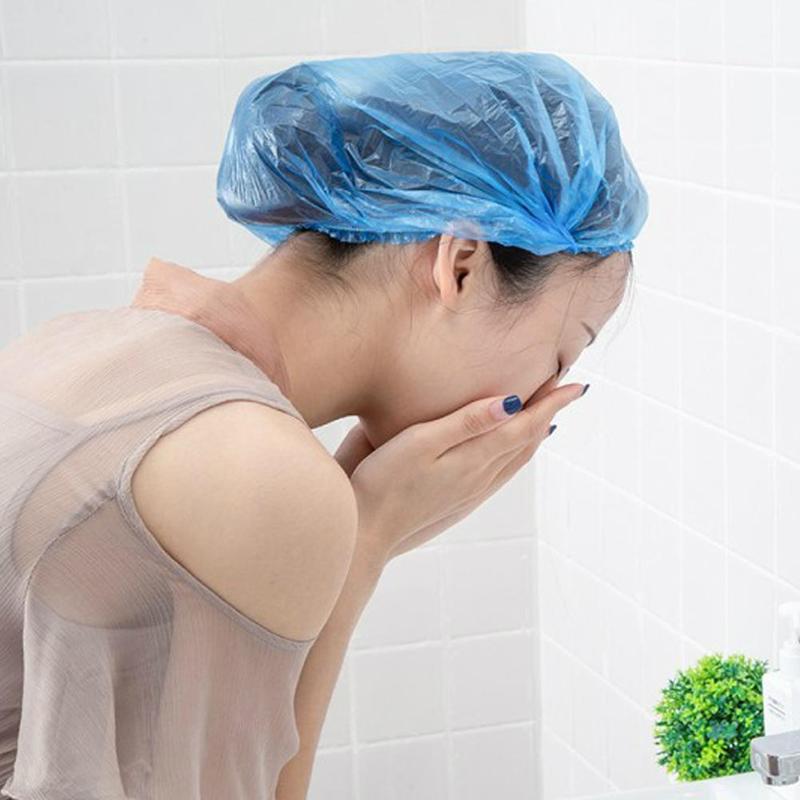 10 pz/pacco Usa E Getta Cuffia per la doccia Cappello Prodotti per Il Bagno del Salone di Capelli costume Da Bagno Elastico Vasca Da Bagno Doccia Chiaro cappucci uno-spento cappucci Hotel j0O1