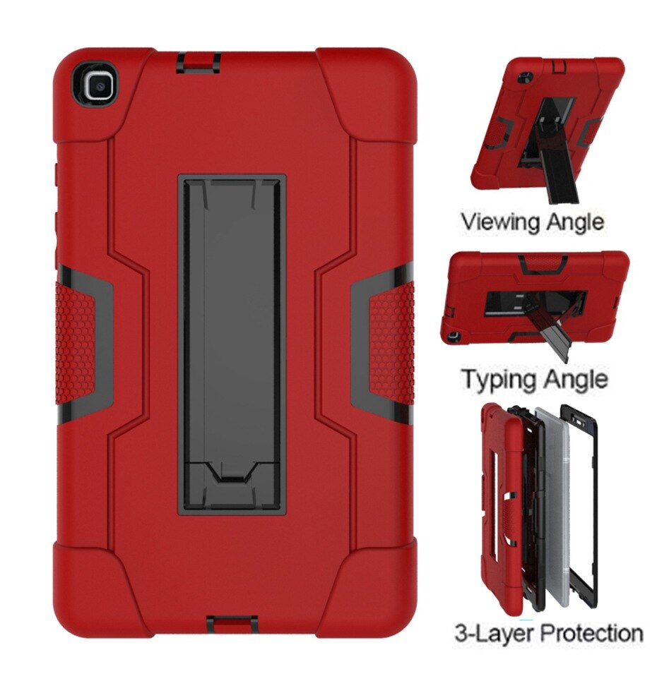 Dla Samsung SM-T290 case 8.0 "calowy T290 T295 krzemu odporny na wstrząsy tablet stojak Capa pokrywa dla Samsung Galaxy Tab A 8.0(2019)SM-T290: Red and Black