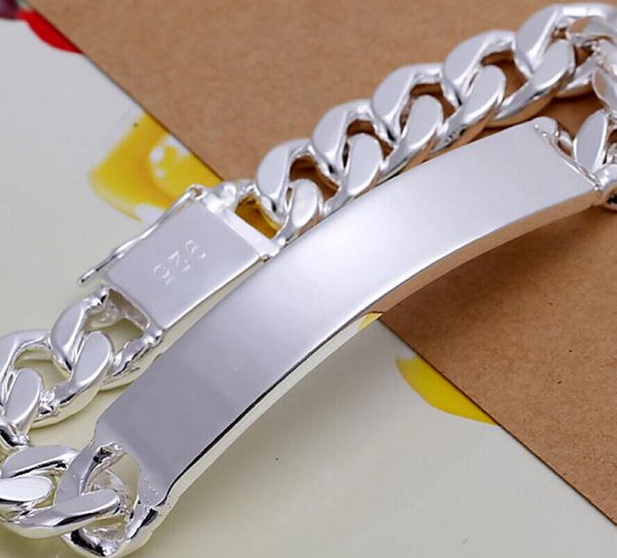 Promociones pulsera/brazalete de 20cm de largo, pulsera de 10mm de ancho para hombre de , pulsera de con enchapado de plata de Navidad de