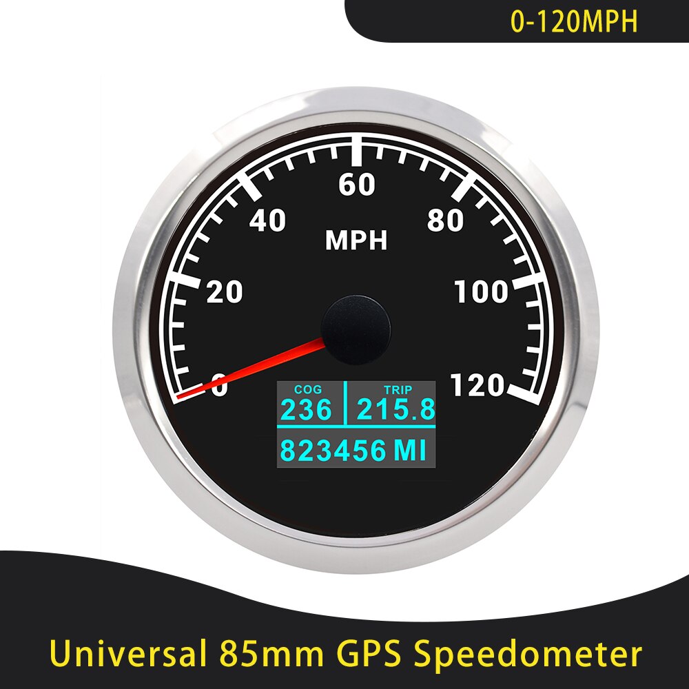 Universal 85mm GPS Speedometer 0-30/60Knots 0-60/80/120/160/200 MPH 0-60/120/200 KM/H With 7 Colors Backlight For Car Motorcycle