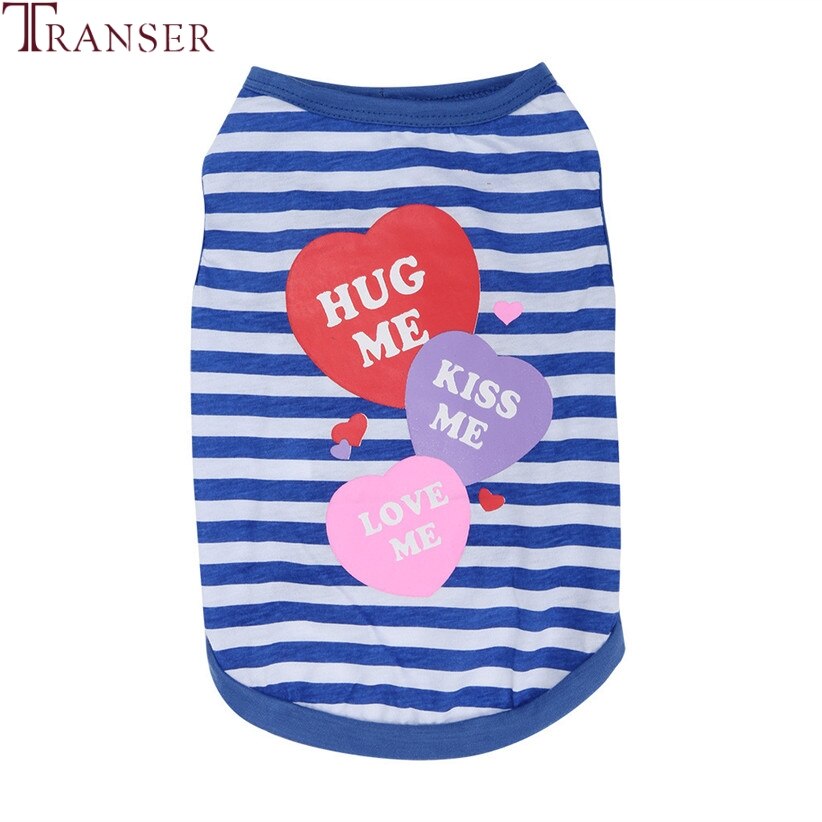 Transer HUG ME KISS ME LOVE ME Striped Dog Vest Cute Pet Dog Summer Shirts Outdoor Sports Casual Puppy Clothes 90611