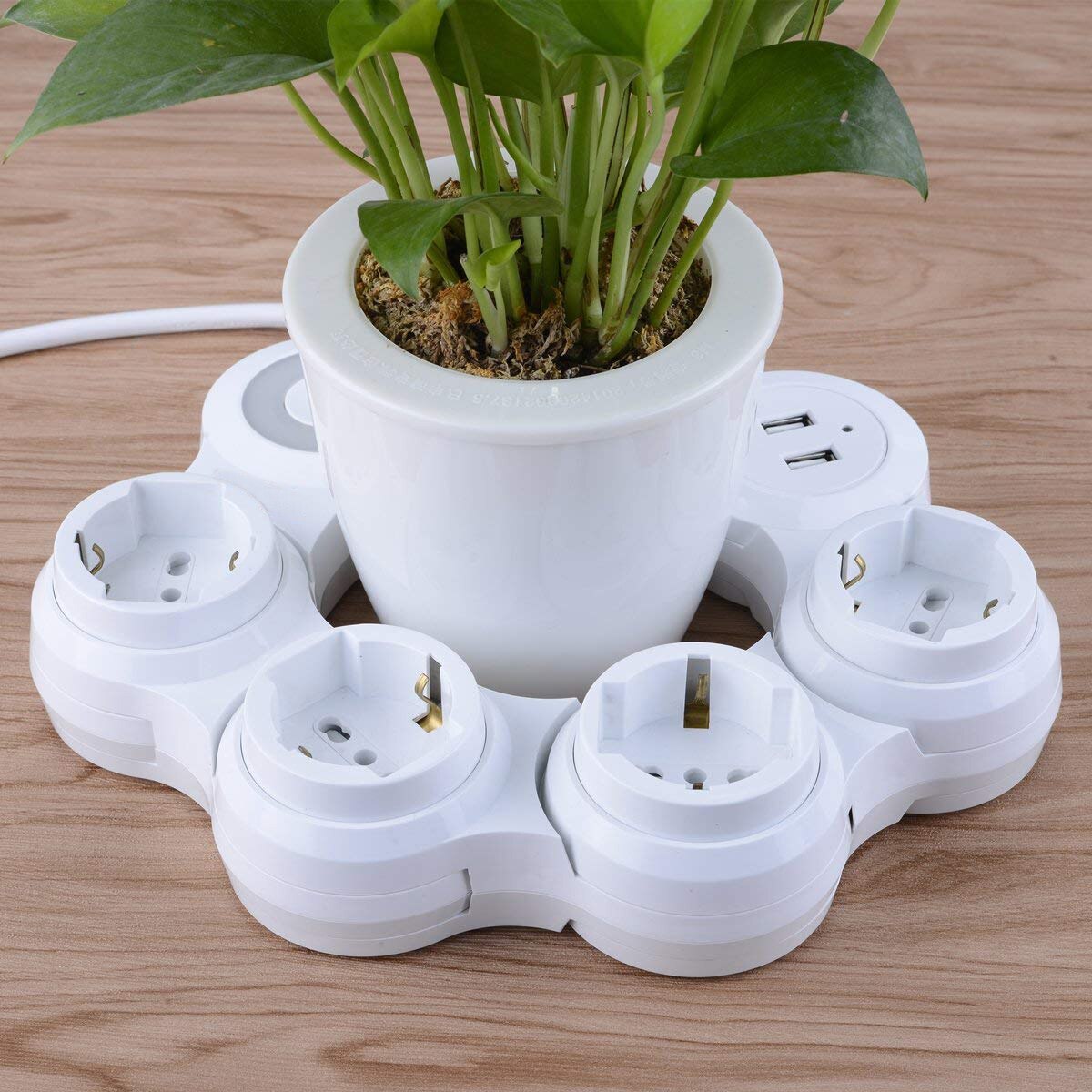 Travel Power Strip Meerdere 4 Eu Outlets Stopcontact Met Usb Switch Functie 2 Poorten 2500 W/10A 1.8 M Verlengsnoer