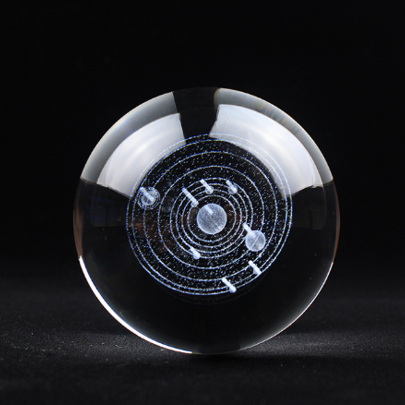 3D Moon Model Crystal Ball Astronomy Sphere Decorative Ball Planets Glass Ball Sphere Decorative Miniature Model Ball: 6cm / Solar system