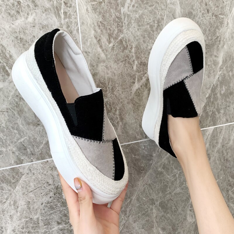 Ronde neus dames loafers schoenen instappers klompen platform gemengde kleuren damesschoenen herfst dames all-match casual