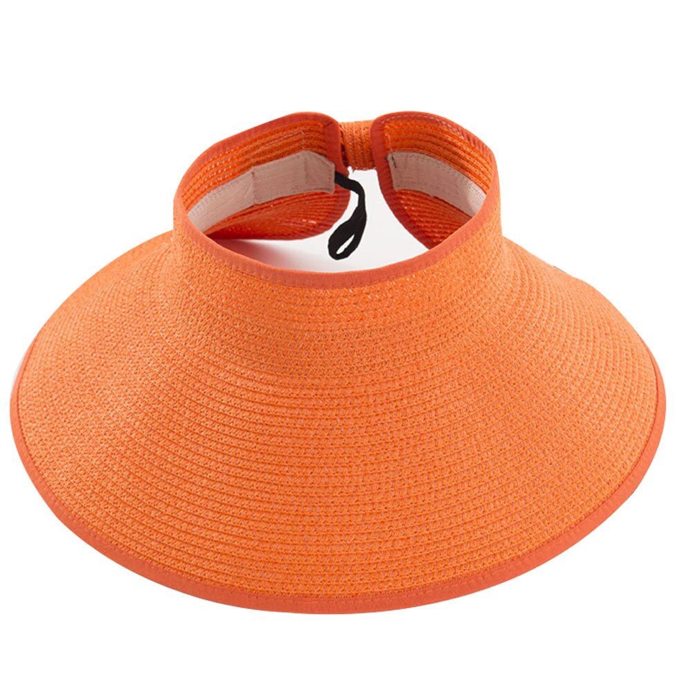 Visera plegable de paja de verano para mujer con bonito lazo, gorro de playa para uso diario, gorro de vacaciones H7JP: Orange