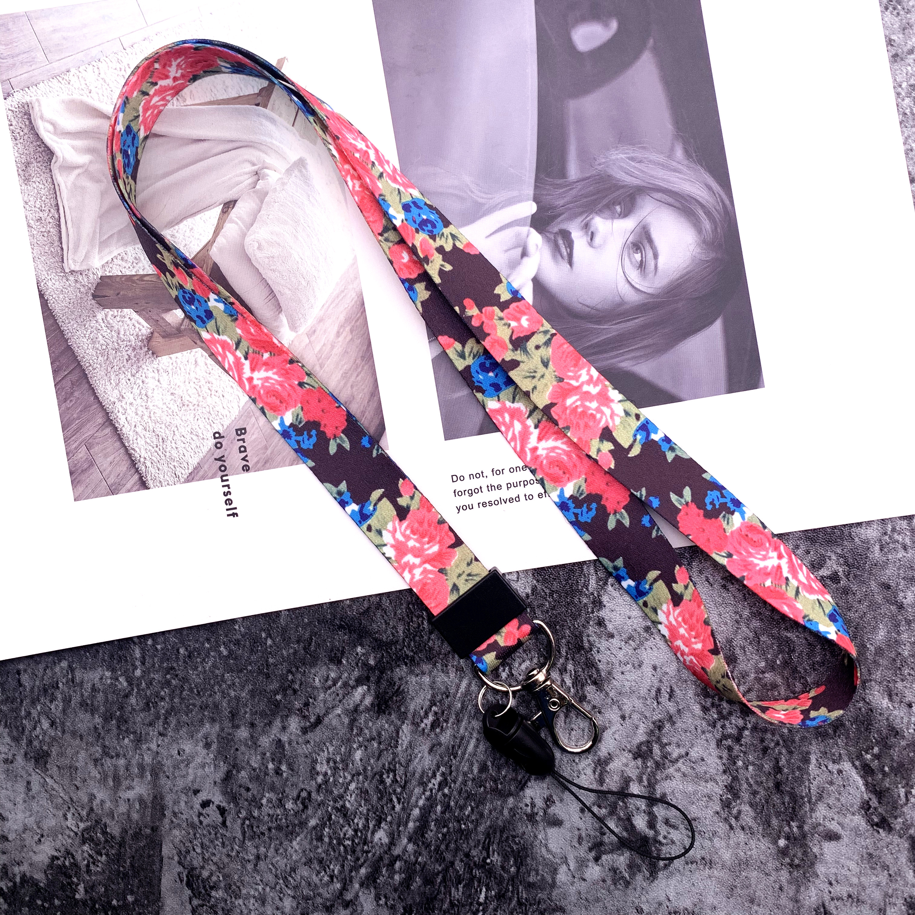 Products Yellow Flower Red Flower Phone Lanyard Strap Small Fresh Green Leaf Mobile Phone Lanyard Neck Straps