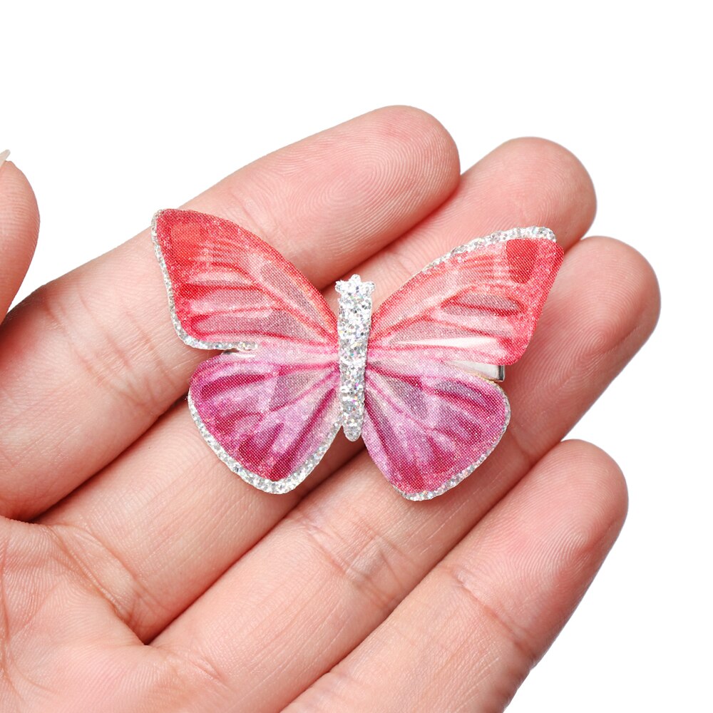 2 Pcs Girls Colorful Butterfly Cartoon Hairpin Children Hair Clips Crystal Sequins Barrettes Princess Hair Accessories