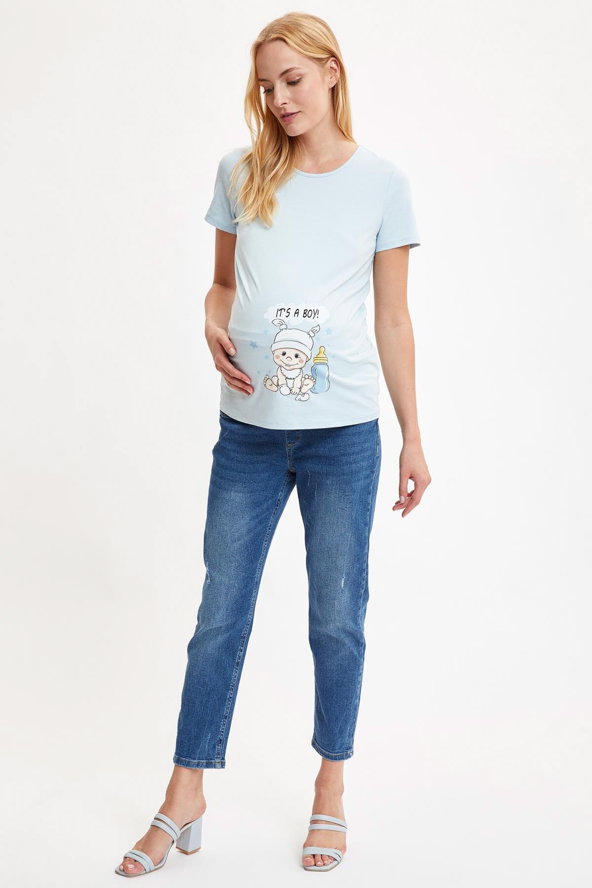 T-shirt Maternité Love2Mi - Manches 3/4, Froncé, 95% Viscose 5% Élasthanne