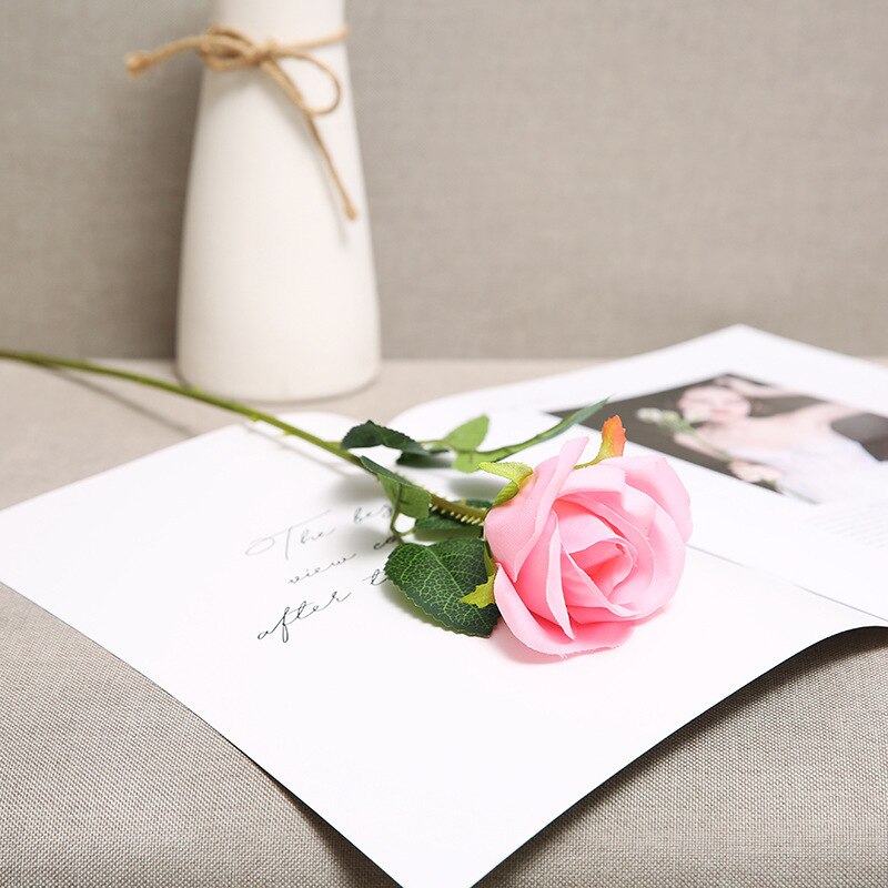 Artificial Red Rose Flowers Living Room Home Decoration Accessories Thanksgiving Wedding Diy Bouquet Silk Flowers Bouquet: pink