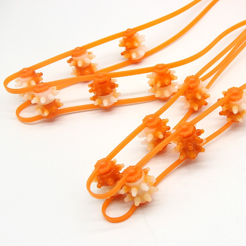 1pcs 95cm Plastic Massager Two-color Pull Back Roller Massage Rope Manual Massage Apparatus Promote Blood Circulat