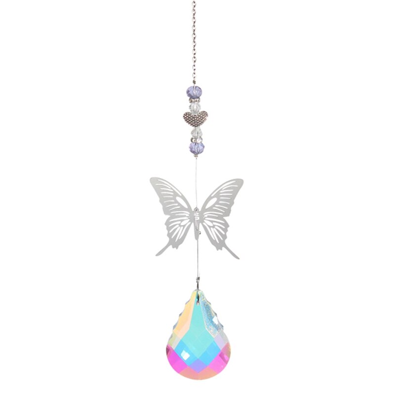 Crystal Wind Chime Catchers Ornament Outdoor Garden butterfly Windchime Window Hanging Light Catching Pendant Room Decor: 1 Crystal Wind Chime