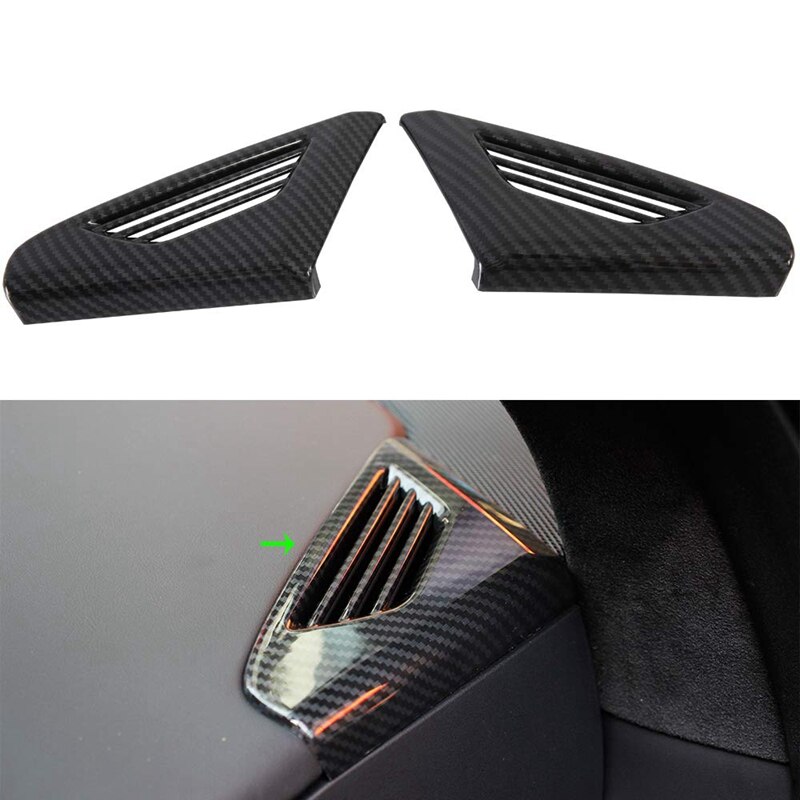 Front Air Vent Cover 2 Pieces for Tesla Model X ABS Plastic Car Accessories (Front Air Vent Cover, Imitation Carbon Fi