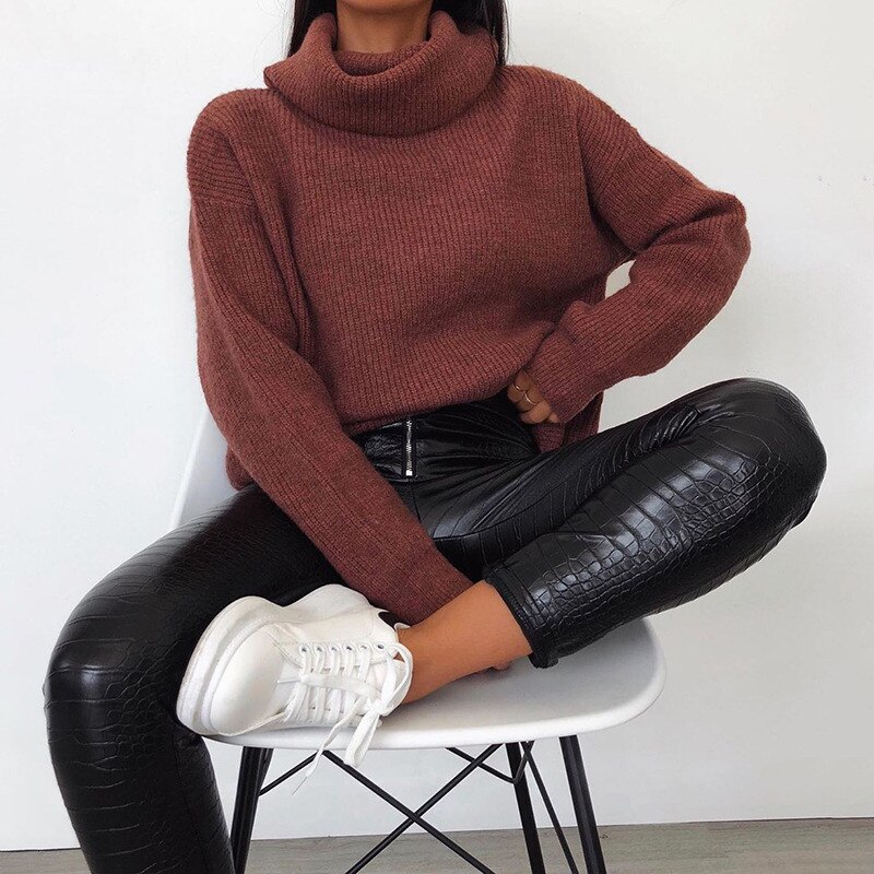 Vinterbyxor läder leggings dam casual pu varma kvinnliga pennbyxor slim fit höst skinnbyxor med hög midja