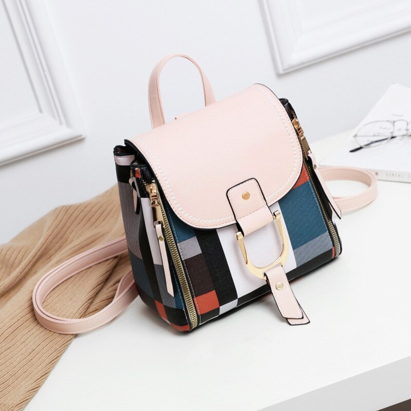 YBYT women leather backpack multi function small school bag female shoulder crossbody bag girls rucksack: White