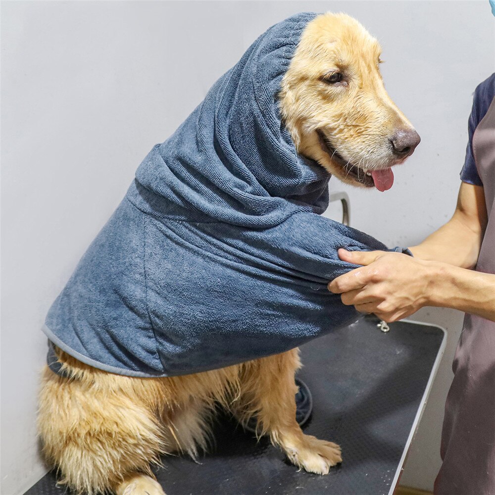 Hund badekåbe superabsorberende hund badehåndklæde til mellemstor hund hurtigtørrende mikrofiber rengøring hund badedragt husky bulldog: M