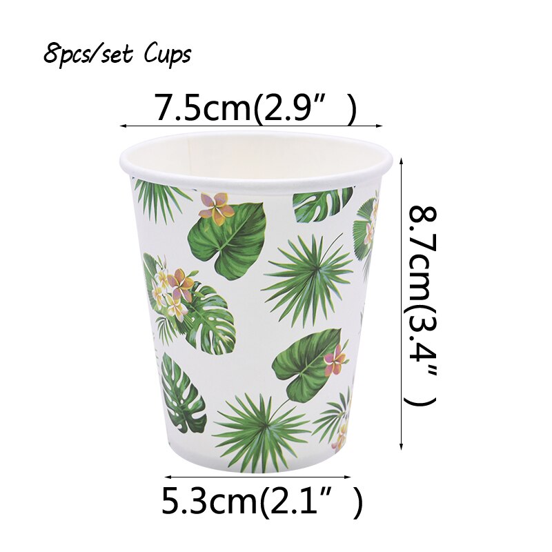 Sommer Party Einweg Geschirr Set Palm Blätter Papier Teller Tassen Servietten für Hawaii Strand Party Dekoration Hochzeit Liefert: B03