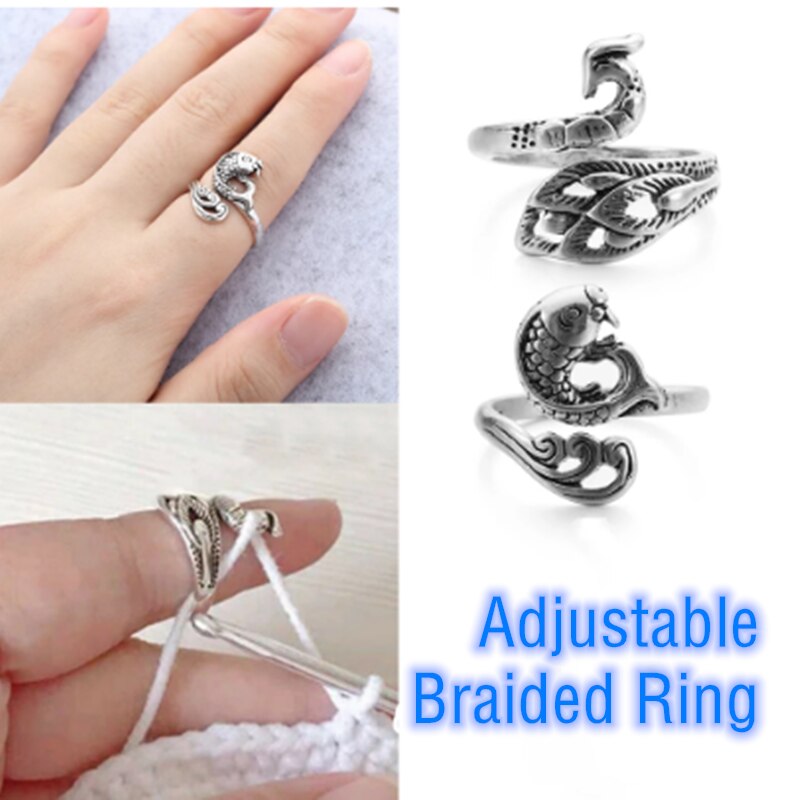 Verstelbare Breien Loop Haak Loop Breien Accessoires Breien Ring Passen Vinger Slijtage Vingerhoed Garen Gidsen Gebreide Ring